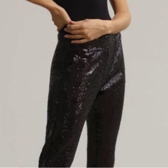 - 7 FOR MANKIND SEQUIN JOGGERS BLACK NWT SIZE MEDIUM RETAIL 248.00 - Picture 3 of 3